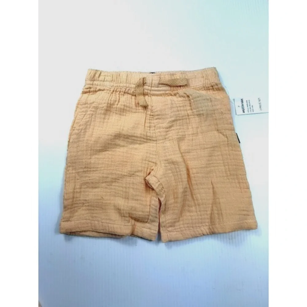 American Hawk Boys‎ 2 Piece Set 18M Apricot Gauze Cotton Shirt Shorts Outfit
